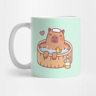 Cute Capybara and Ducky Relaxing in Hot Bath Mug